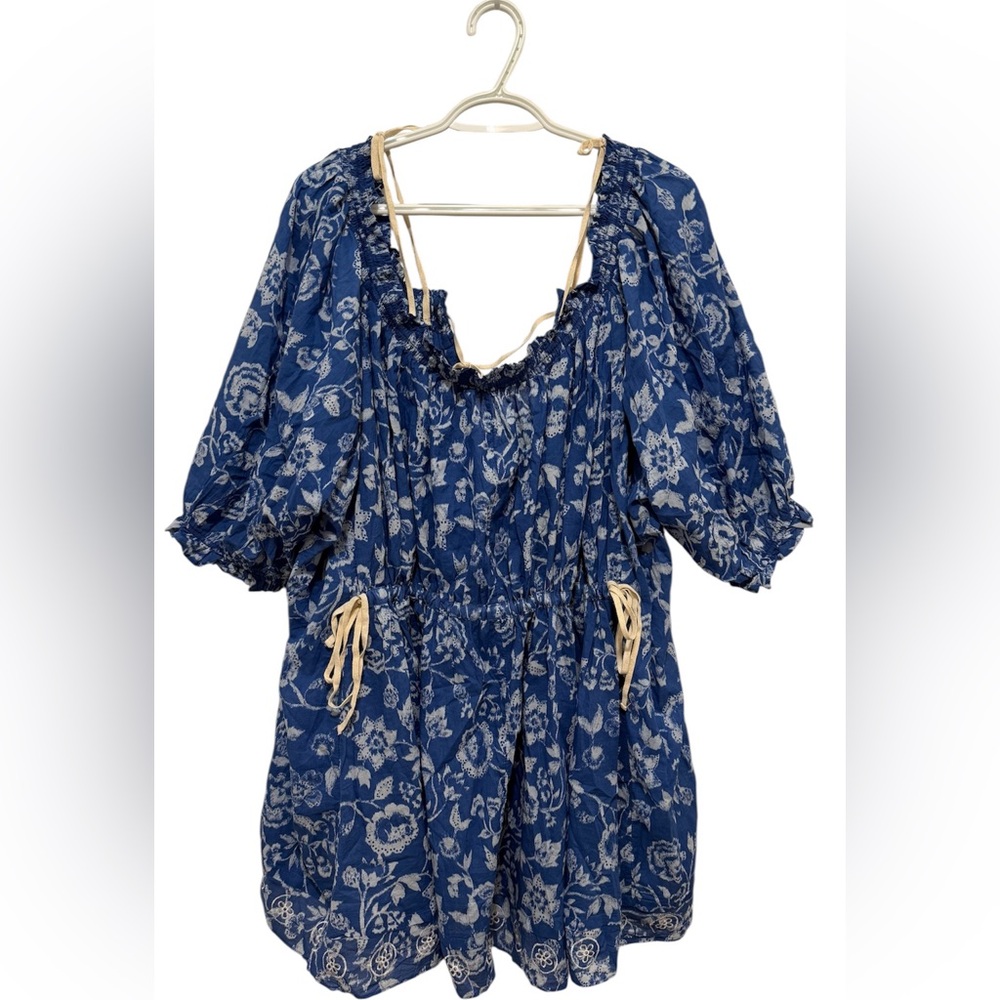 NWT Free People Blue and White Floral Dress L